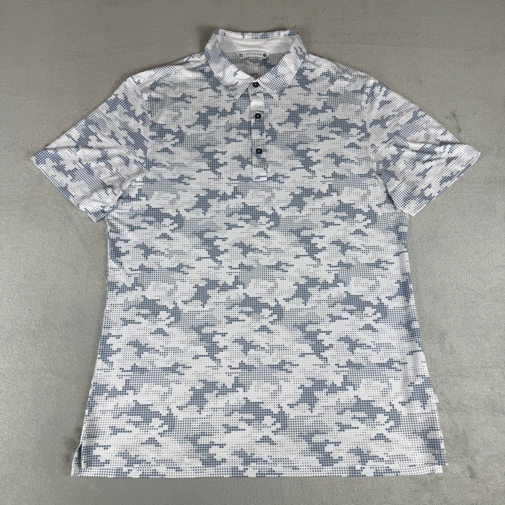7 Diamonds Euston 4-Way Stretch Polo Mens Medium Gray Digital Camo 7D $79 NWOT